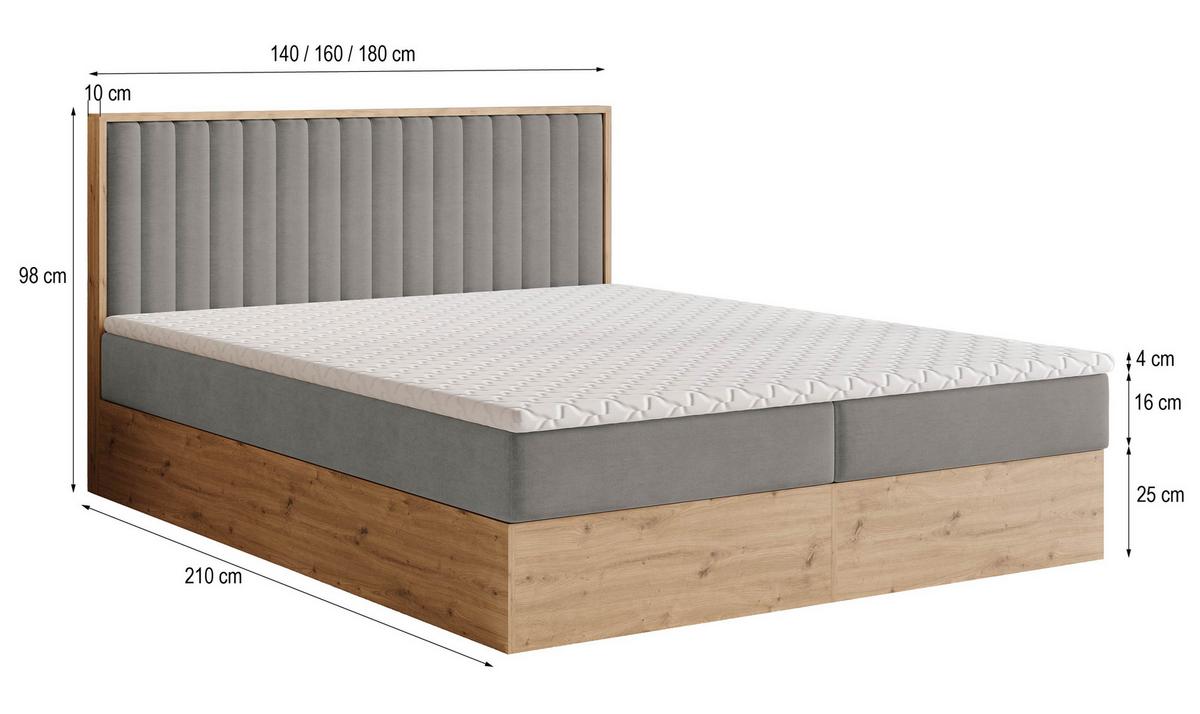 BOXBETT VARELI 160x200 cm mit Matratze und Topper - Blau - Blau, Holz (160/200cm) - MASSENO