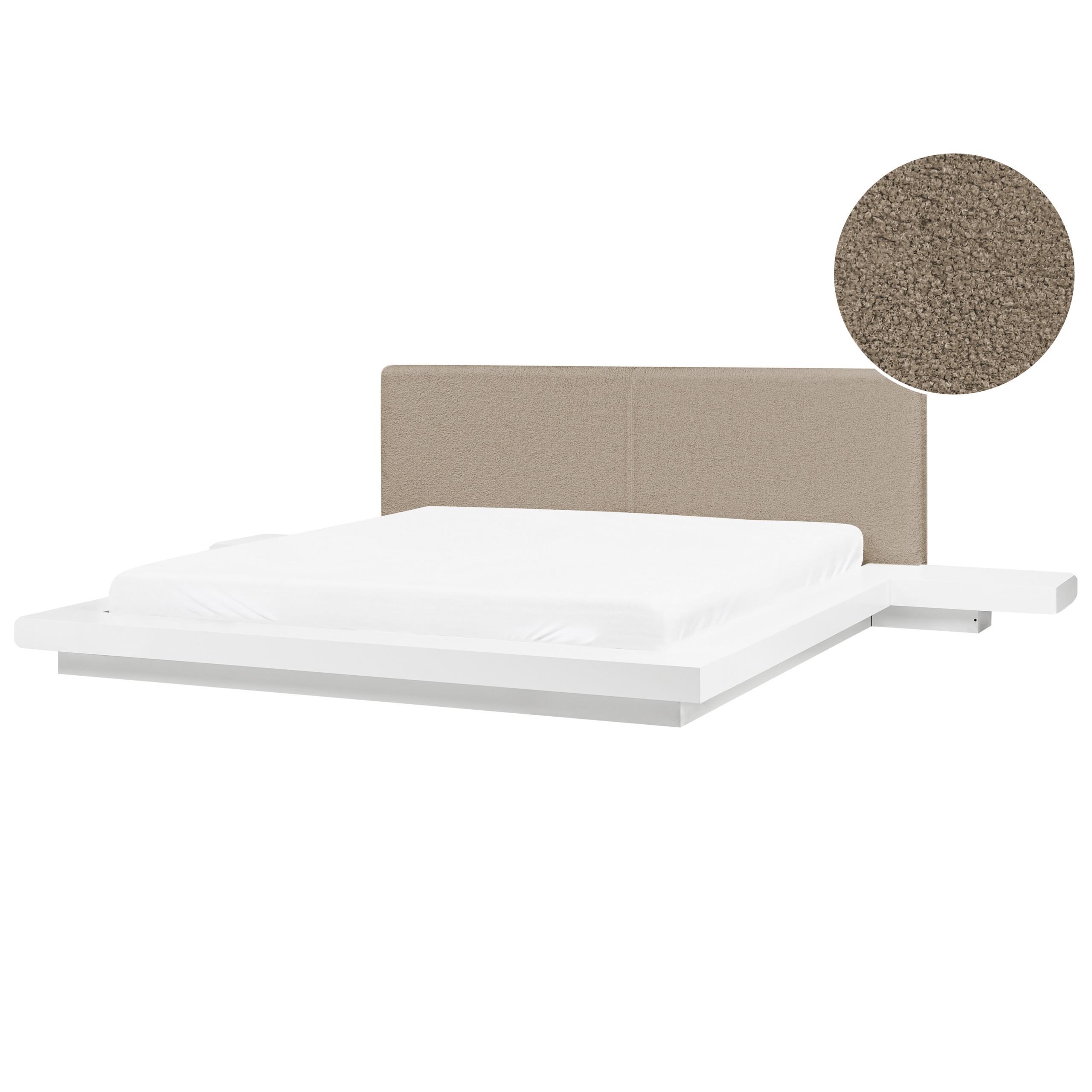 BETT mit Lattenrost 180/200 cm MDF-Platte Taupe Zen - Taupe, Holzwerkstoff (180/200cm) - Beliani