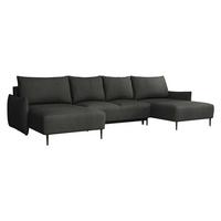 WOHNLANDSCHAFT Santi U - Dunkelgrau/Schwarz, Holz/Textil (328/88/160cm) - MIRJAN24