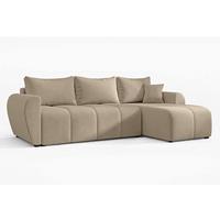 ECKSOFA L Form Malatya Hellbraun 246/145/80 cm stilvolle mit Schlaffunktion R - Hellbraun/Schwarz, Kunststoff/Textil (246/145cm) - AX Living