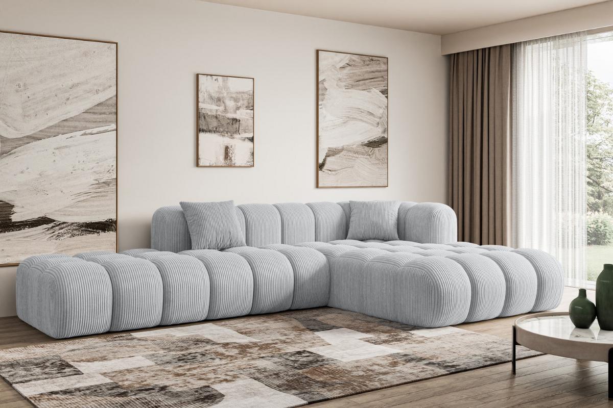 ECKSOFA Ottomane Rechts OLEA-L2 - 289x176x71 cm Grau - Schwarz/Grau, Holzwerkstoff/Kunststoff (289/176cm) - ALTDECOR