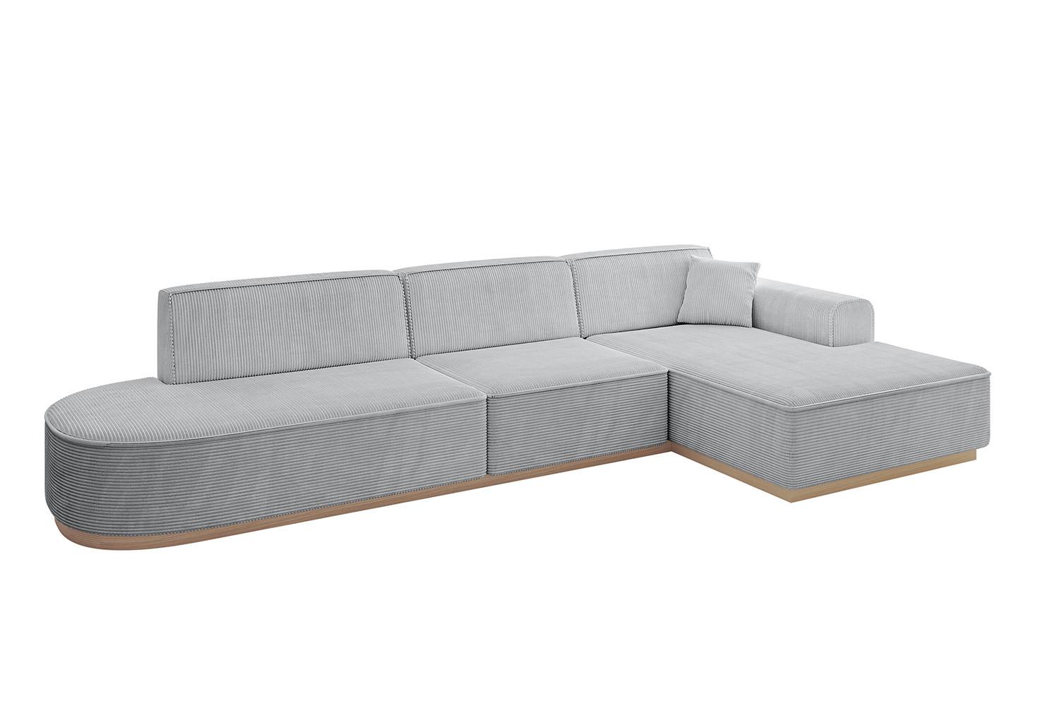 ECKSOFA Ottomane Rechts IREA-L2 - 327x165x80 cm Grau - Grau, Holzwerkstoff/Textil (327/165cm) - ALTDECOR