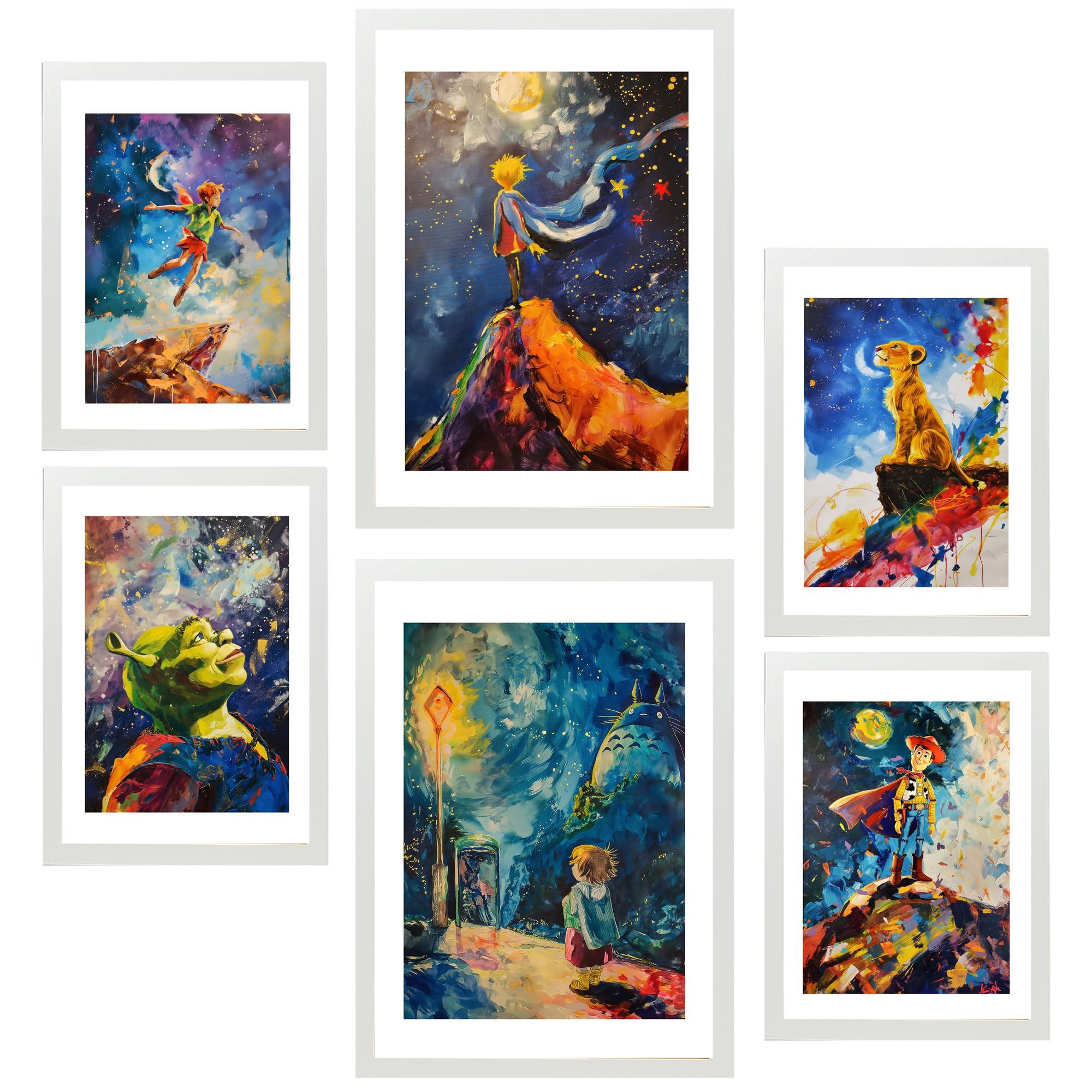 POSTER Set Mit 6 Kinderfiguren A3 & A4 Weißer Rahmen - Weiß, Papier (29/3cm) - Nacnic