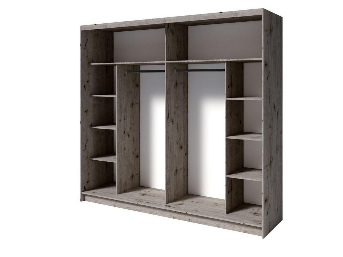 DREHTÜRENSCHRANK HEIMOR 230/215/62cm 2-türig mit Spiegel Eiche Wellington - Eichefarben, Holzwerkstoff (230/215/62cm) - MASSENO
