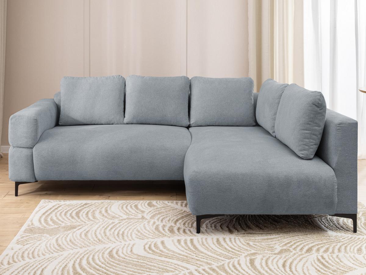 ECKSOFA Cardea in Bubble-Optik aus weichem Grau Strukturstoff mit hohem Sitzkomfort - Ottomane rechts - Schwarz/Grau, Holz/Textil (230/170cm) - S-Style