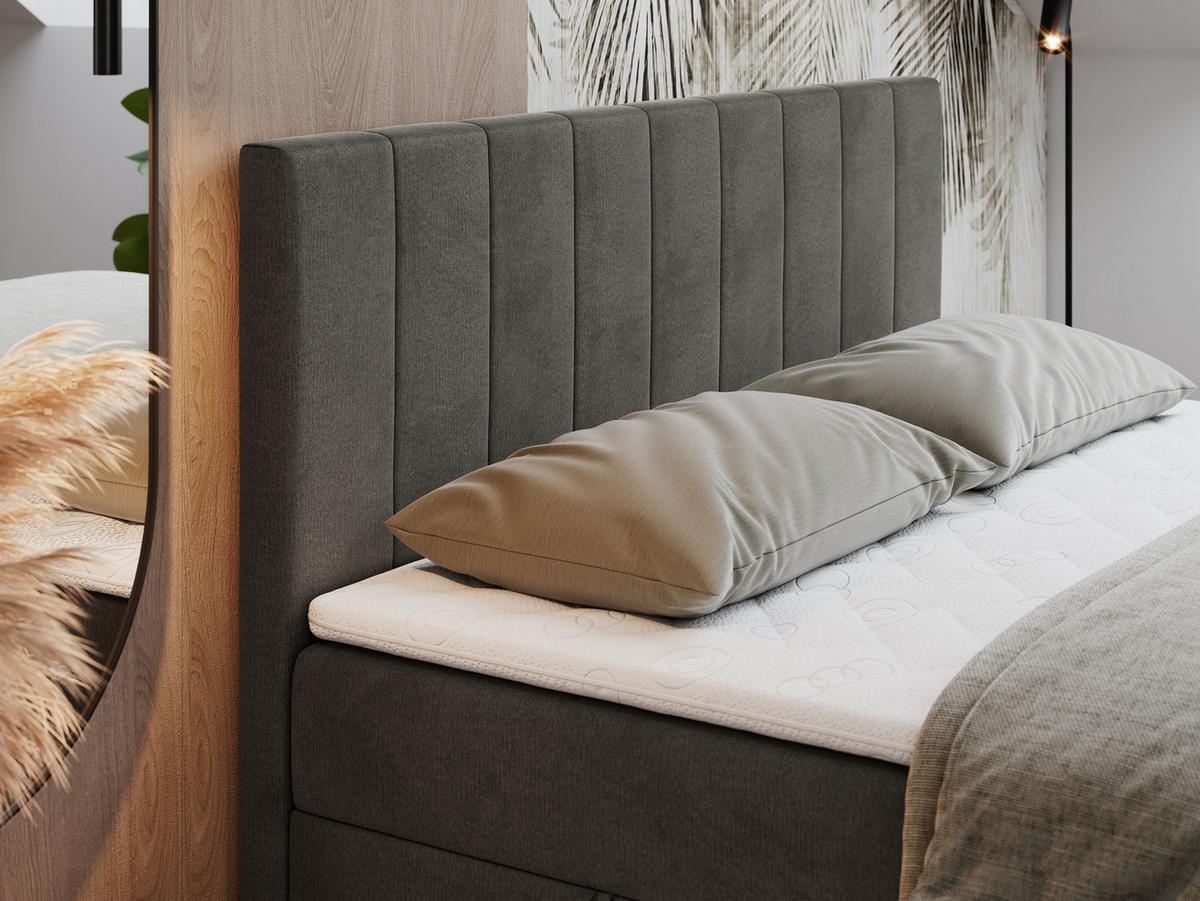 BOXBETT LOPE 120/200 - Dunkelgrau Velvet - H4 - Dunkelgrau, Holz/Textil (120/200cm)