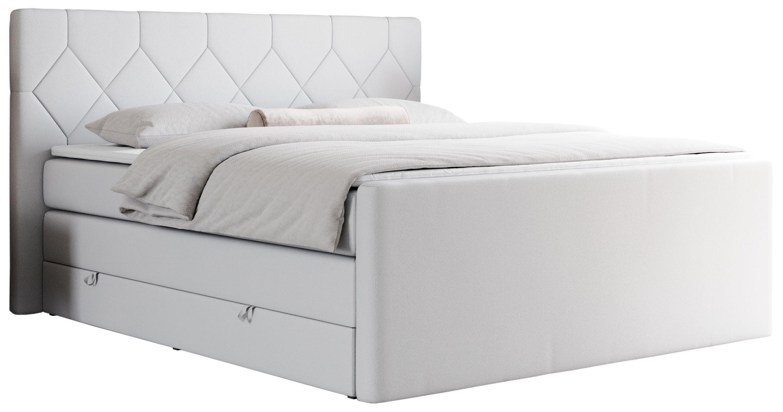 BOXSPRINGBETT KING EIGAR 140/200 Weiß Kunstleder - H3 - Weiß, Holz/Textil (140/200cm) - MKS