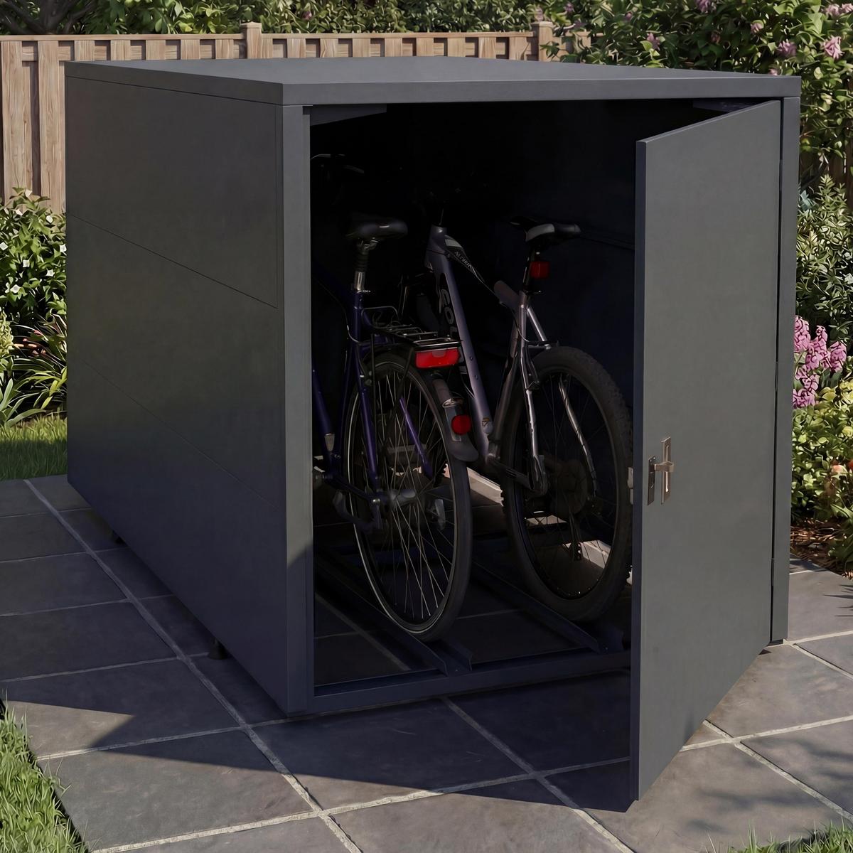 2ER-FAHRRADGARAGE rechteckig Anthrazit - Anthrazit, Metall (113/123/208cm) - MCW