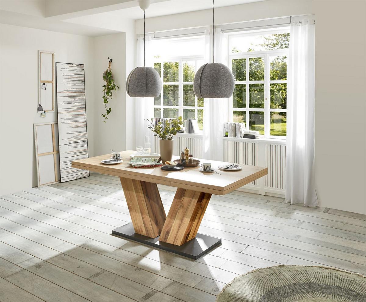 ESSTISCH ausziehbar Elena 180x90x76 Plankeneiche/Asteiche - Naturfarben, Holzwerkstoff (180/90/76cm) - 58aufmkessel