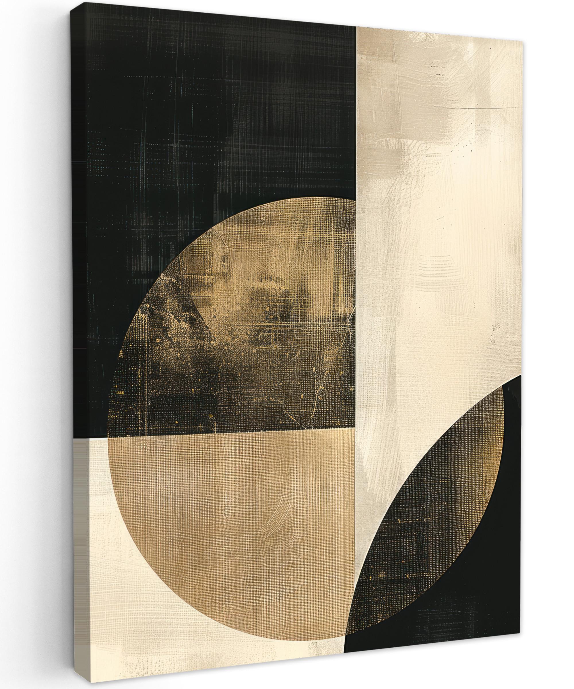 LEINWANDBILD Abstrakt - Geometrische Formen - Schwarz - Gold Room Decor 30x40 cm - Ecru, Textil (30/40cm) - MuchoWow