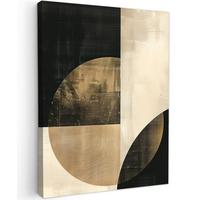 LEINWANDBILD Abstrakt - Geometrische Formen - Schwarz - Gold Room Decor 30x40 cm - Ecru, Textil (30/40cm) - MuchoWow