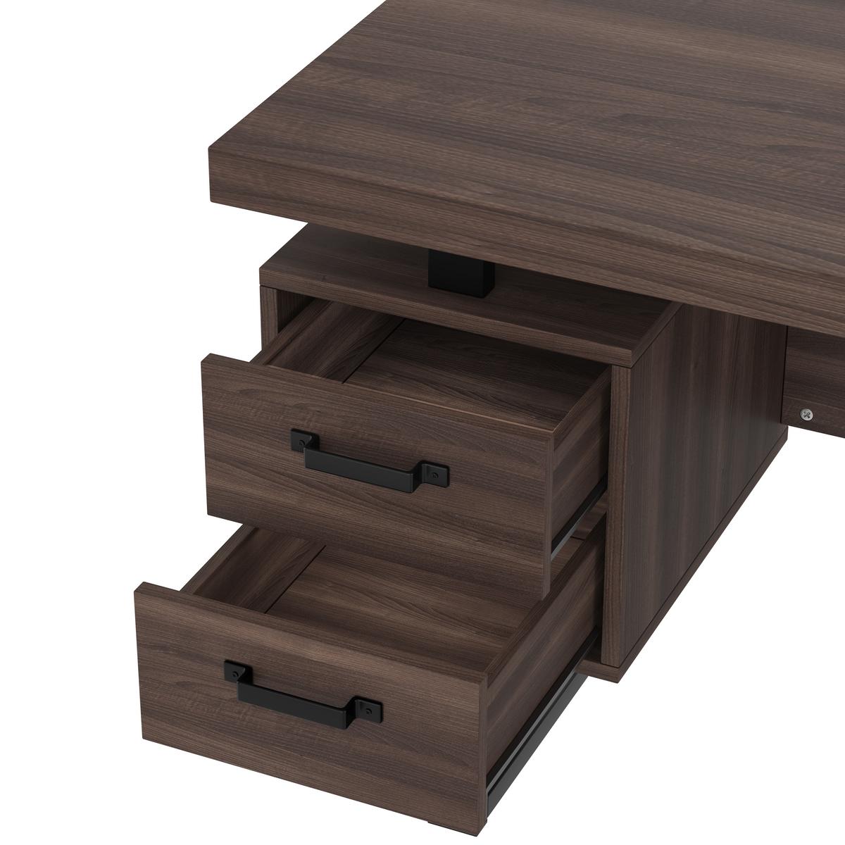 BÜROSCHREIBTISCH braun-schwarz, Stahlgestell, 3 Schubladen - Walnussfarben, Holzwerkstoff (54/135/76cm) - Urban Meuble