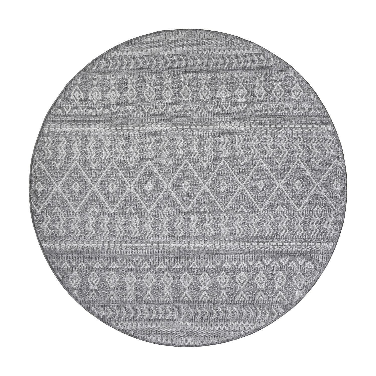FLACHWEBTEPPICH, mit Rautenmuster, aus Polypropylen, Grau, Ø 80 cm - Grau, Textil (80/80cm) - KADIMA DESIGN
