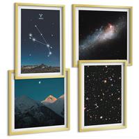 BILDER SET 4er Set - 50x50 cm & 40x60 cm Goldrahmen - Kosmische Landschaften von Galaxien - Goldfarben, Kunststoff (50/50cm) - TULUP
