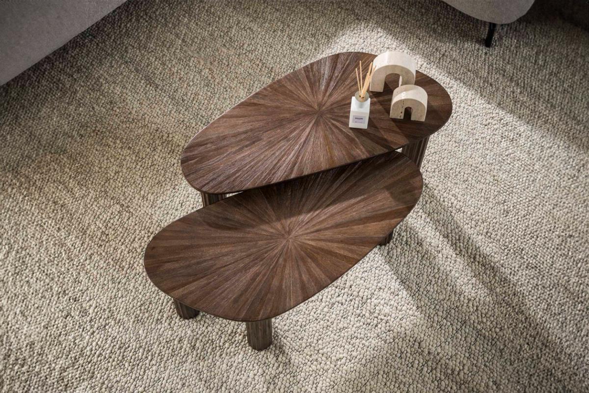 COUCHTISCH INKA 2ER SET Braun Teakholz - Braun, Teakholz/Holz (39/84/43cm) - KAWOLA