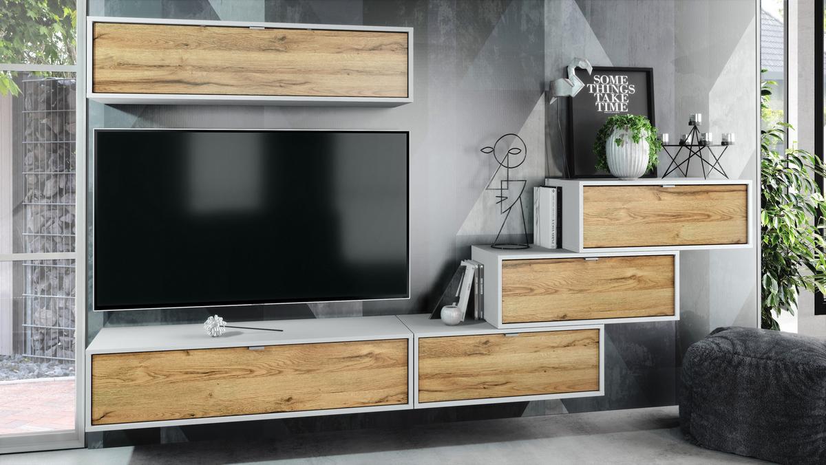 WOHNWAND Lana Fronten in Eiche Natur - Eichefarben, Holzwerkstoff (275/180/37cm) - Vladon