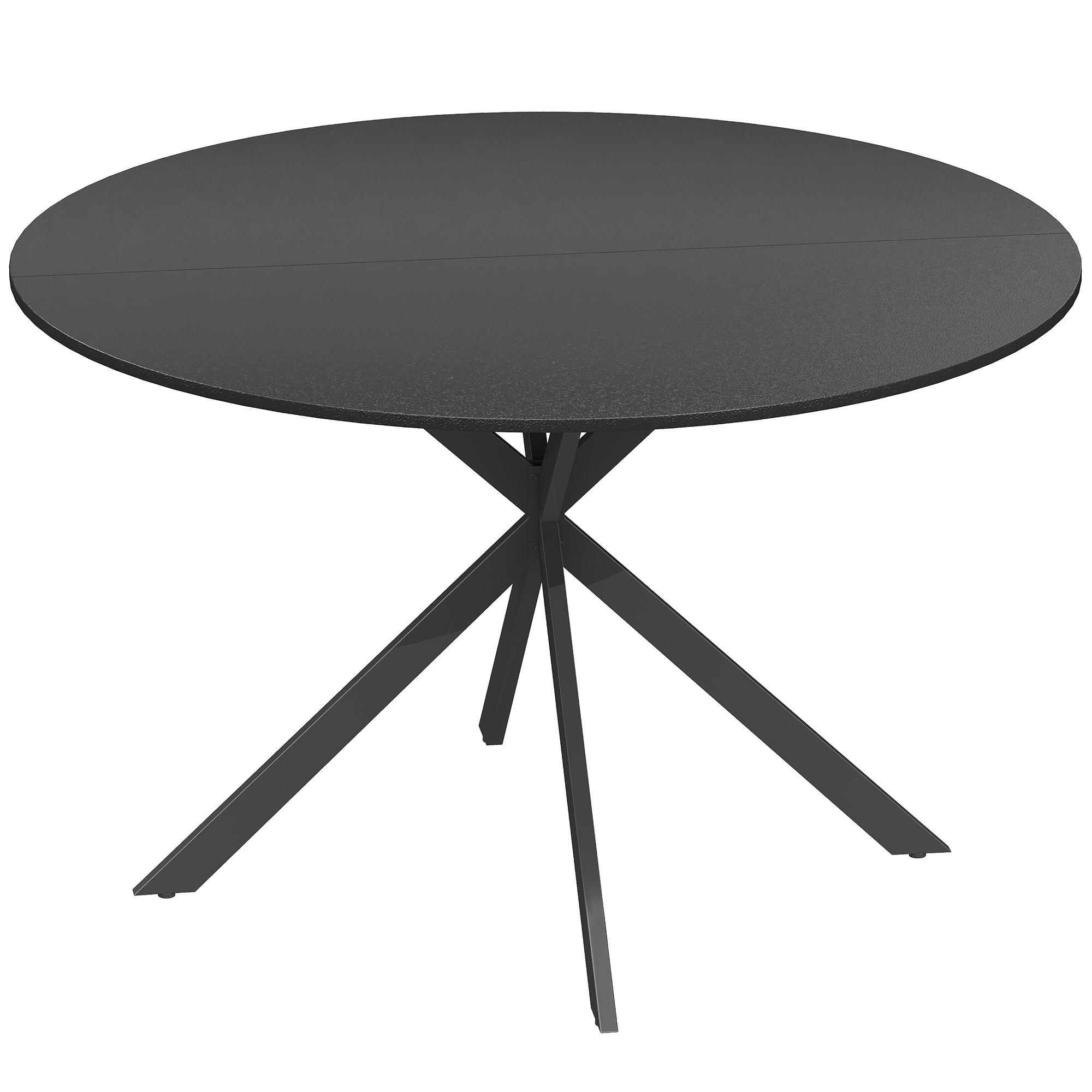 ESSTISCH rund Schwarz 120/120/75 cm - Schwarz, Metall (120/120/75cm) - HOMCOM