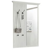 GARDEROBENPANEEL Pinie weiß 105 cm, Wandgarderobe mit Spiegel - Weiß, Holzwerkstoff/Metall (105/140/6cm) - Furn.Design