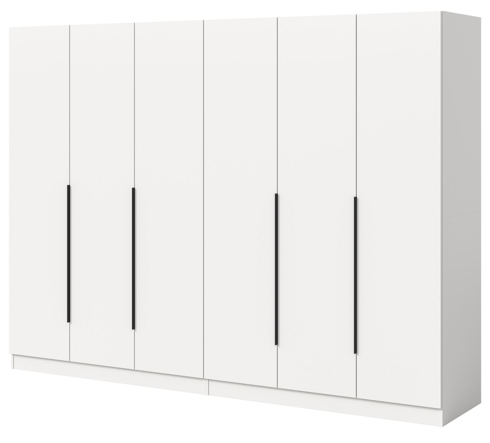 KLEIDERSCHRANK weiß 6-türig 240 x 181 cm, Drehtürenschrank mit Kleiderstange - Schwarz/Weiß, Holzwerkstoff/Kunststoff (240/181/52cm) - Inn.Furn