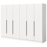 KLEIDERSCHRANK weiß 6-türig 240 x 181 cm, Drehtürenschrank mit Kleiderstange - Schwarz/Weiß, Holzwerkstoff/Kunststoff (240/181/52cm) - Inn.Furn