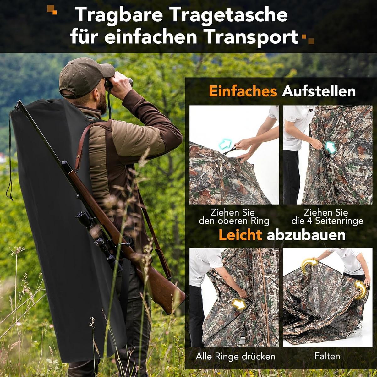 JAGDZELT Camouflage - Multicolor, Textil (148/164/148cm) - COSTWAY