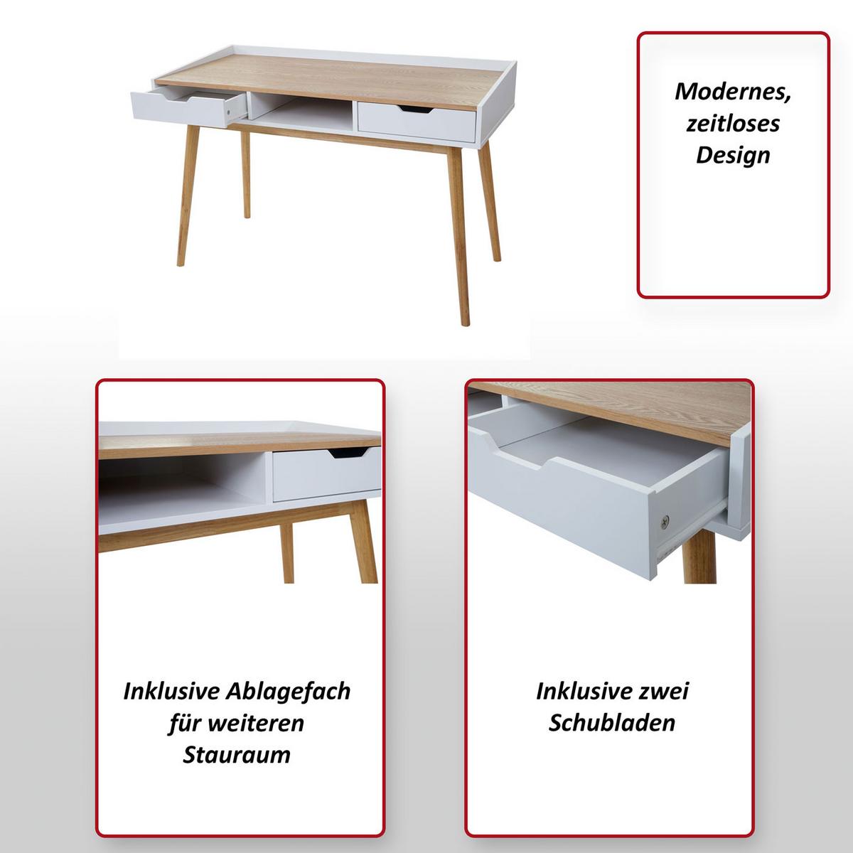 SCHREIBTISCH rechteck Esche Dekor - Eschefarben, Holzwerkstoff (55/120/80cm) - MCW