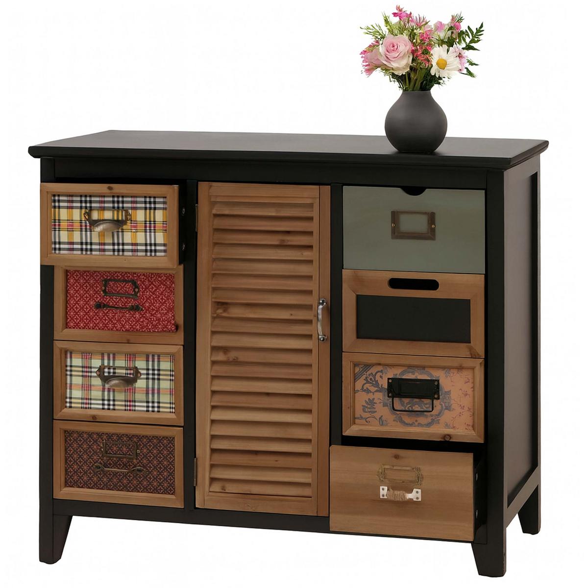 APOTHEKERKOMMODE Schwarz - Schwarz, Holz (91/80/40cm) - MCW