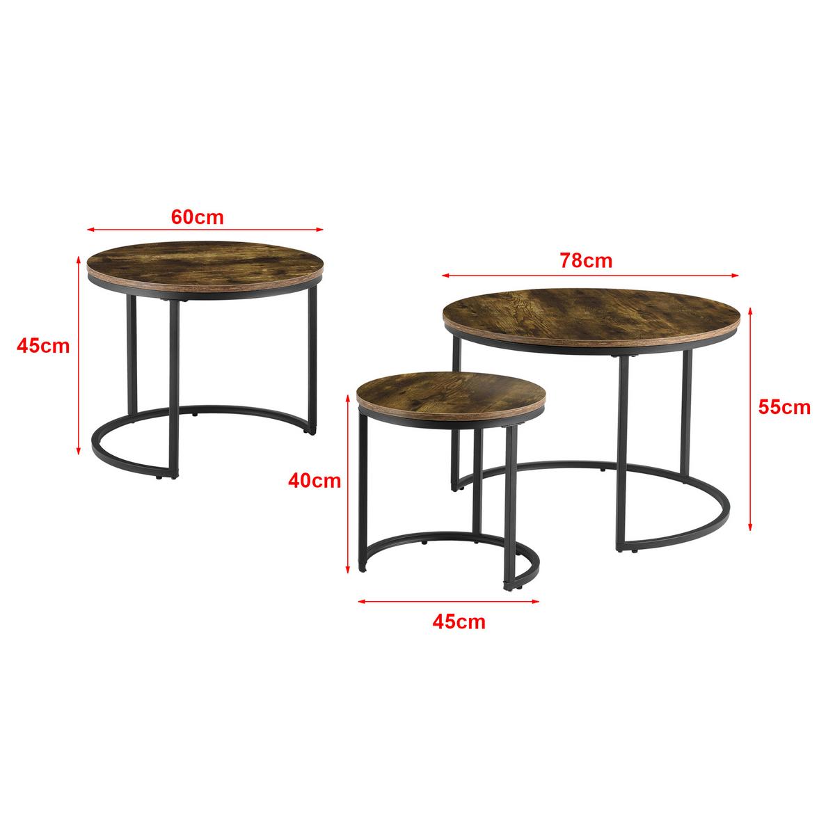 COUCHTISCH SET Arvidsjaur SET 3-teilig 78/78/55 - Braun, Holzwerkstoff (78/78/55cm) - [en.casa]