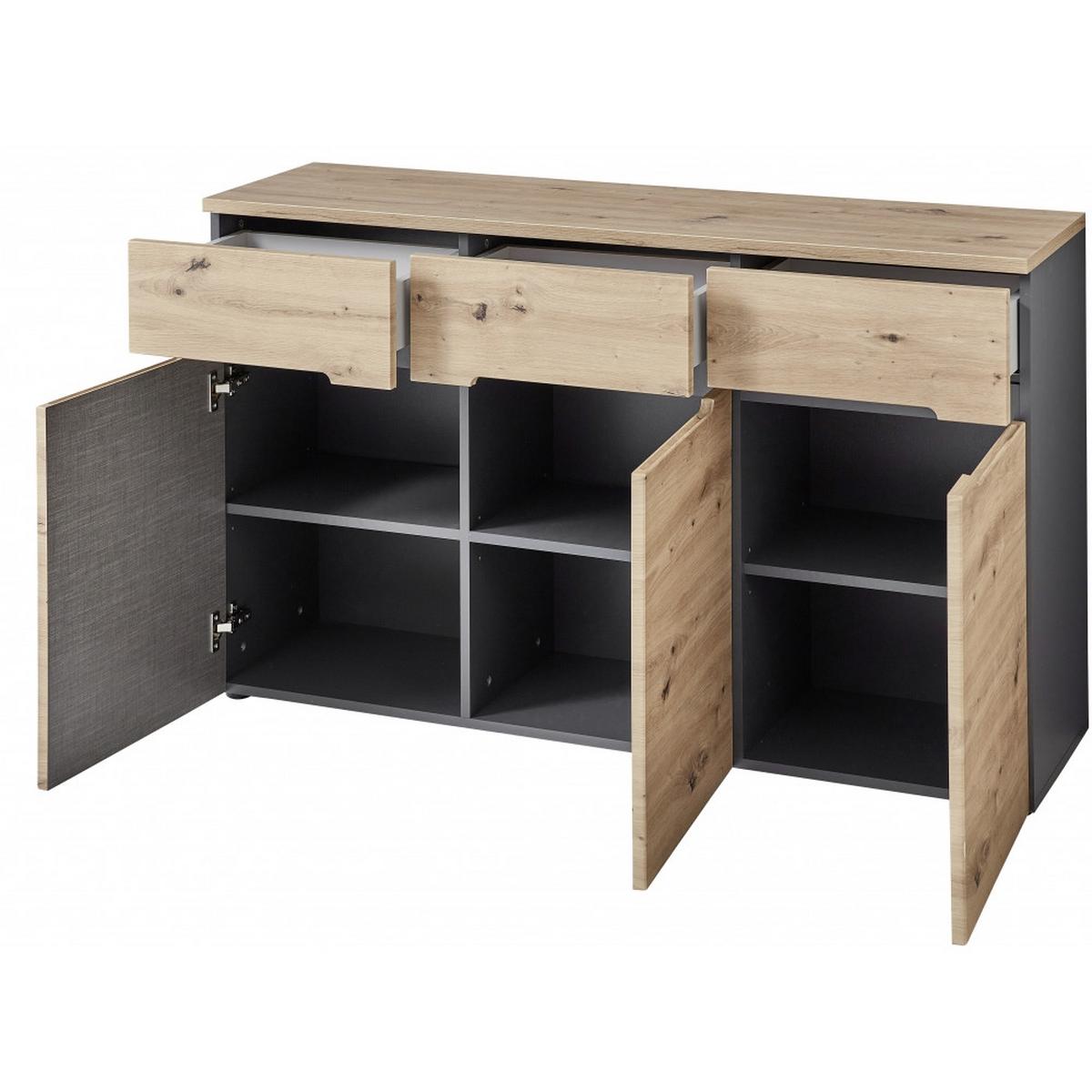 Sideboard Memphis Eiche Artisan - MODERN (135/82/38cm) - Mömax