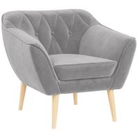 SESSEL Pirs 1 Sitzer Velvet Hellgrau - Hellgrau/Braun, Holz/Textil (80/75/74cm) - MKS