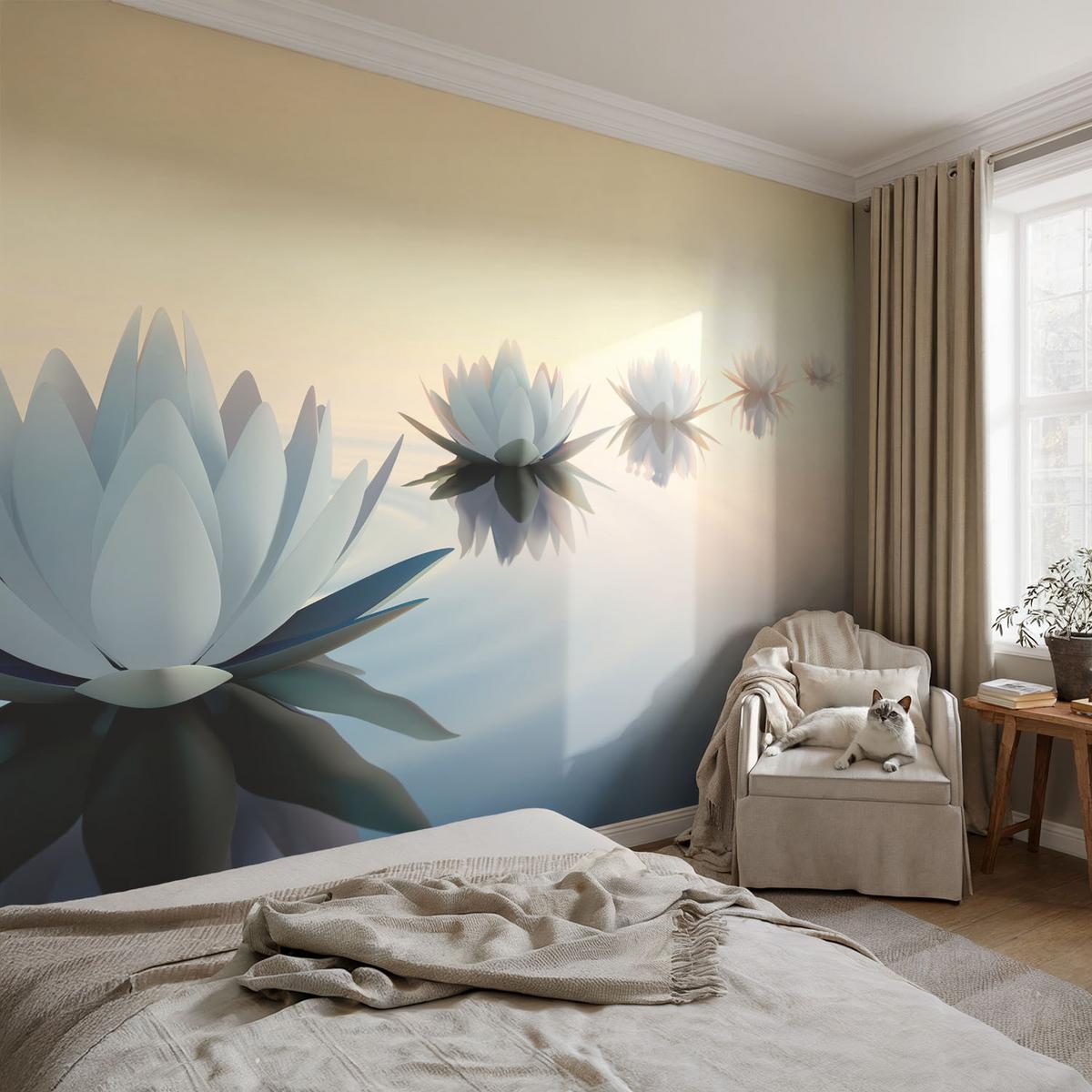 FOTOTAPETE 250x104 cm - Friedliche Aussicht - Weiß, Textil (250/104cm) - Wallfluent