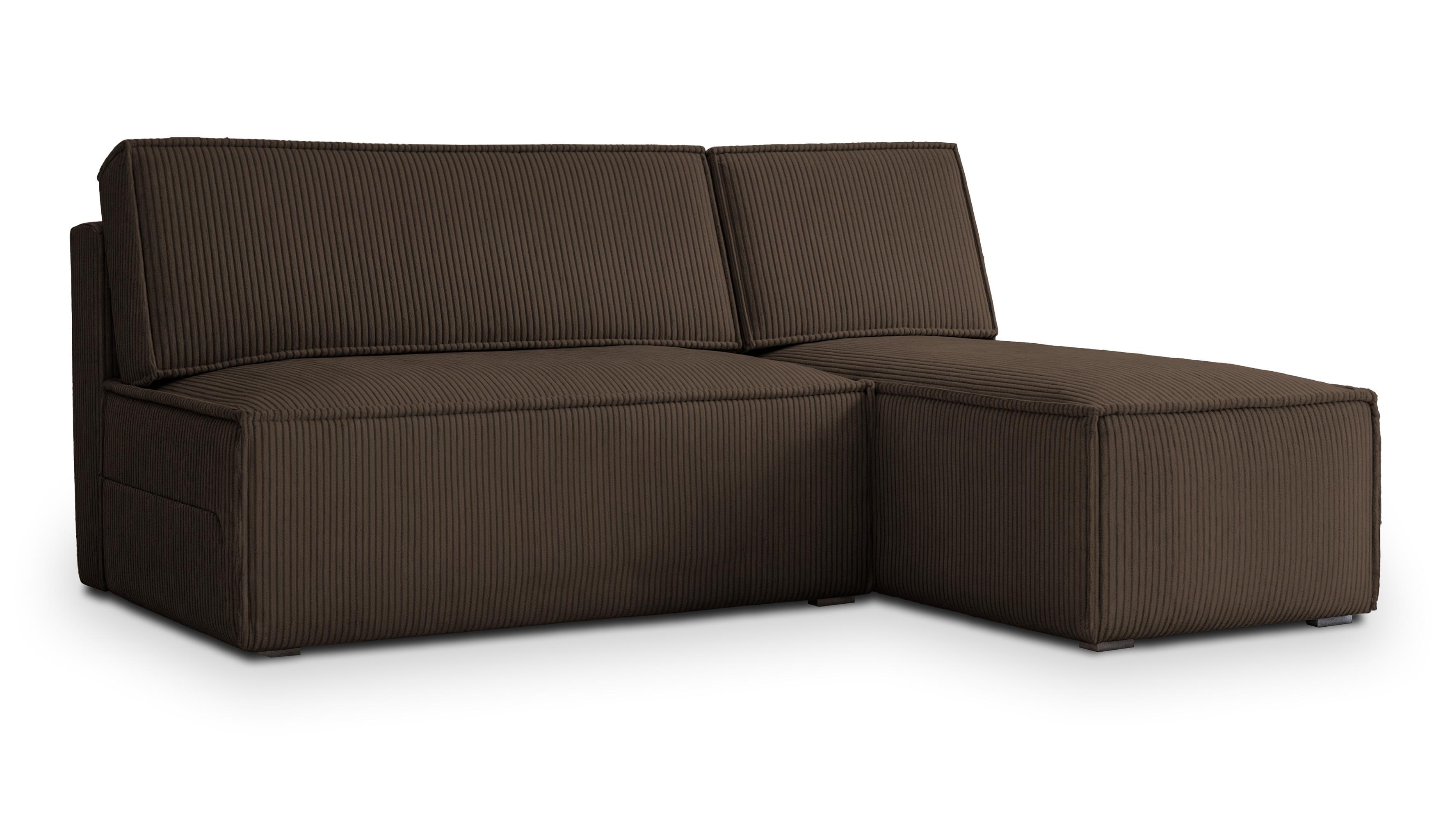ECKSOFA BRISO P Braun Kordstoff mit Schlaffunktion - Braun/Grau, Holz/Kunststoff (200/140cm) - MASSENO