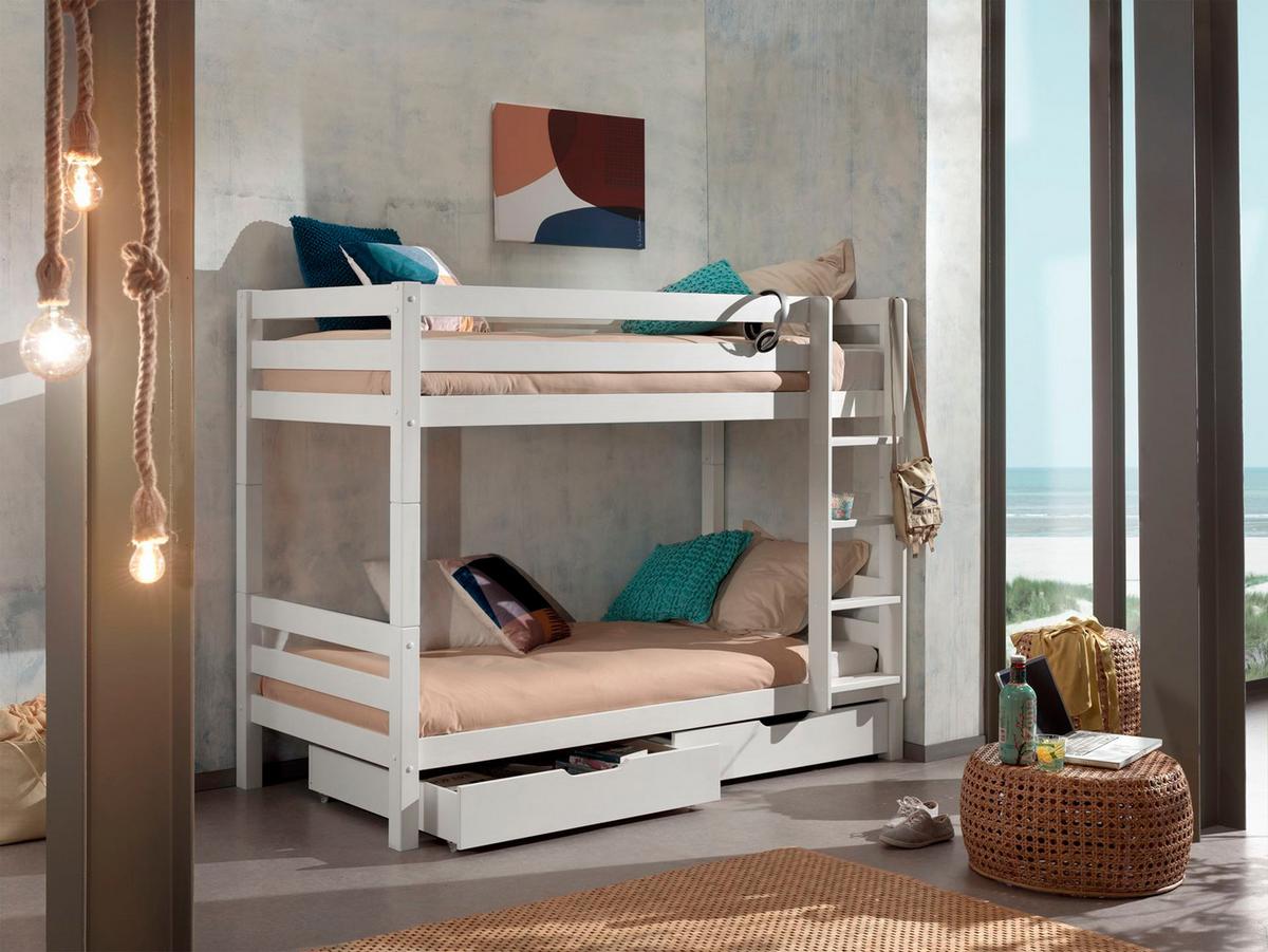 ETAGENBETT Karolina 210x161x105 aus Massivholz in Weiß - Weiß, Holz (90/200cm) - 58aufmkessel