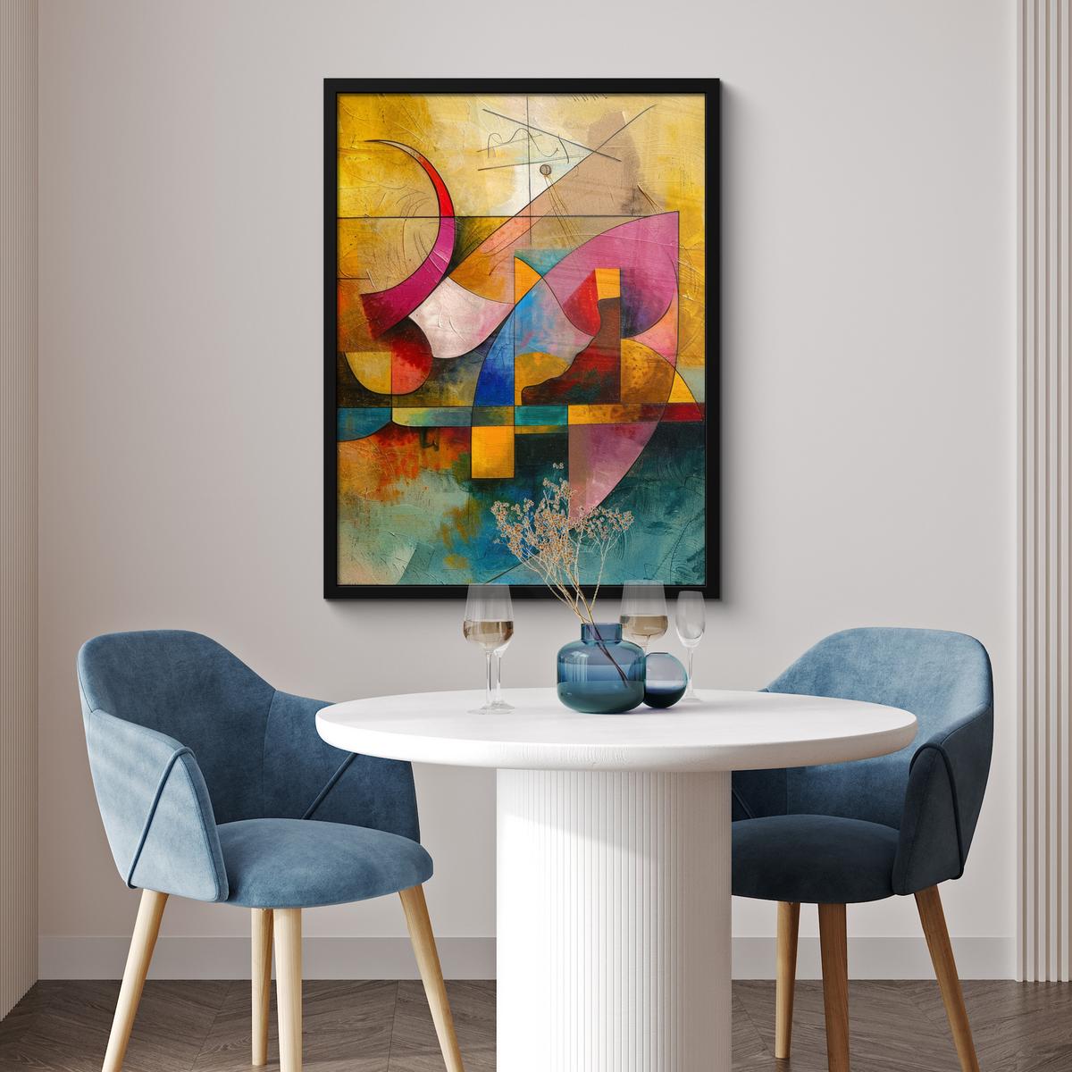 POSTER MIT RAHMENGERAHMTES BILD Kunst - Abstrakt - Modern Posterleiste 60x80 cm - Gelb, Papier (60/80cm) - MuchoWow