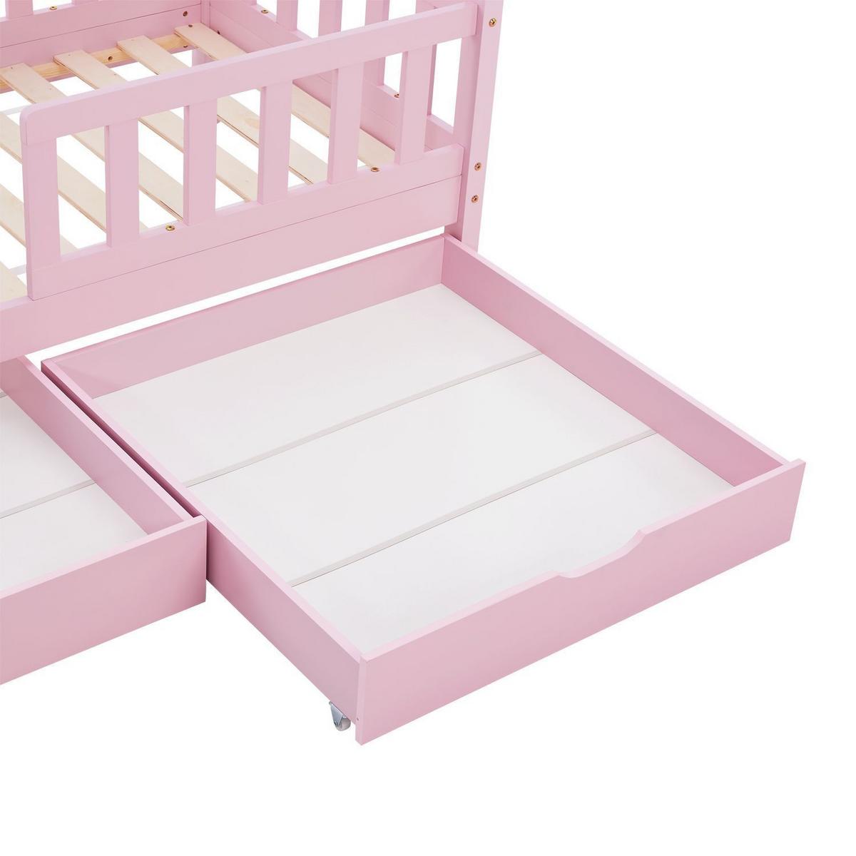 KINDERBETT Marli mit Matratze und Bettkasten rosa 90x200 cm - Rosa, Holz (90/200cm) - Juskys