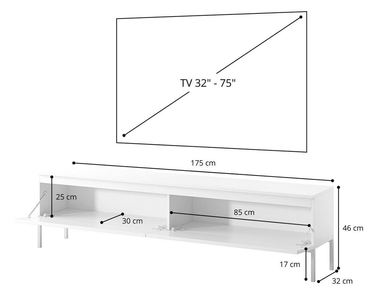 TV-SCHRANK Bemmi Ziegelrot mit Metallbeinen 175 cm - Dunkelorange/Schwarz, Holzwerkstoff/Metall (175/46/32cm) - Selsey