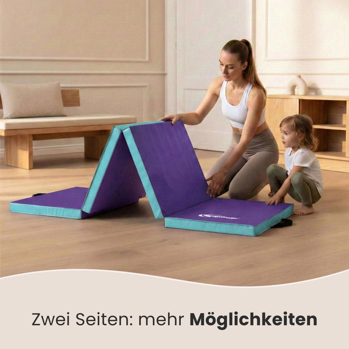 GYMNASTIKMATTE zum Wenden - 180/60/5 cm Faltbare Turnmatte - Mintgrün, Kunststoff (60/180cm) - eyepower