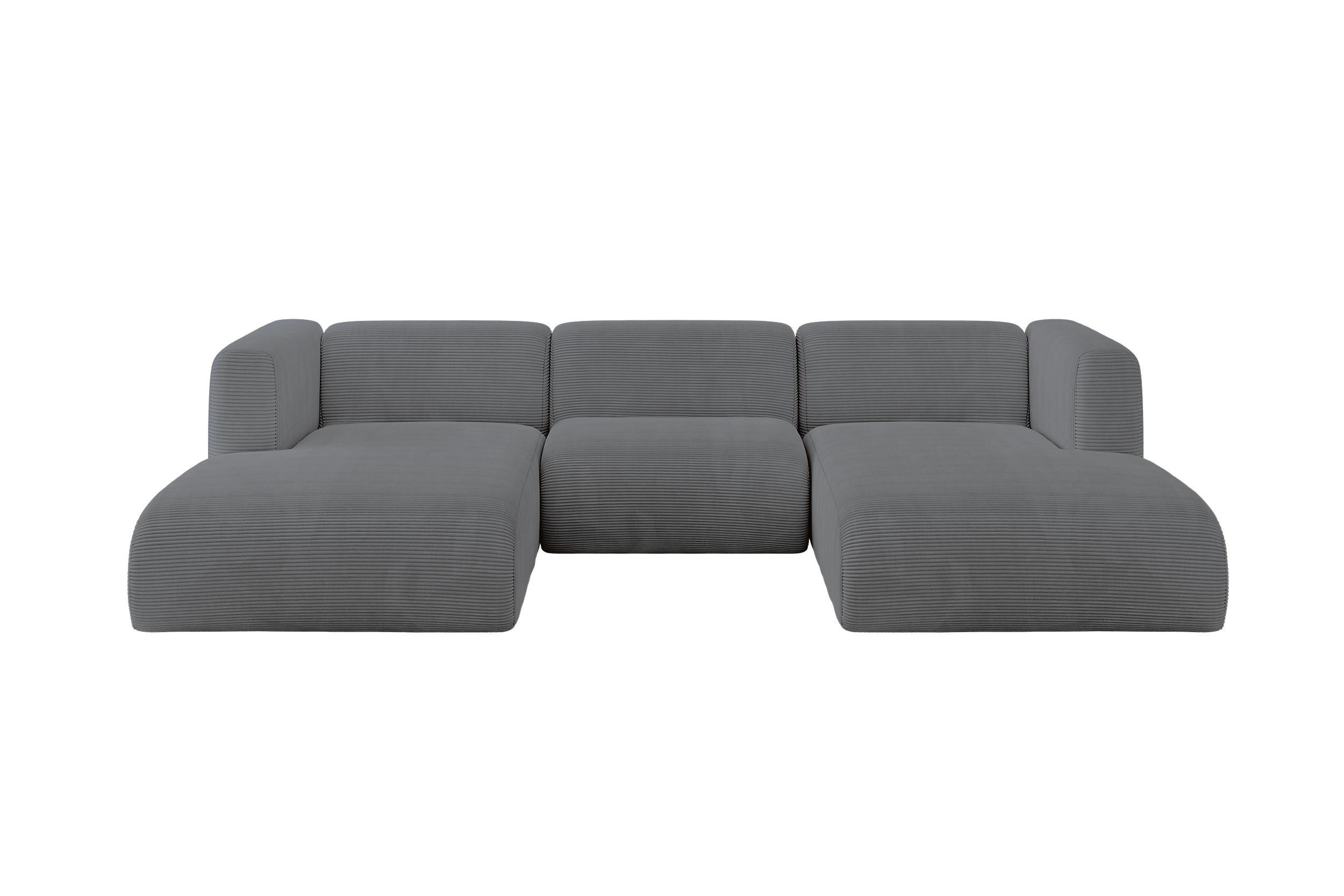 WOHNLANDSCHAFT MIRA-U1 317x179x70 Dunkelgrau Cord - Dunkelgrau/Graphitfarben, Holzwerkstoff/Kunststoff (317/70/179cm) - ALTDECOR