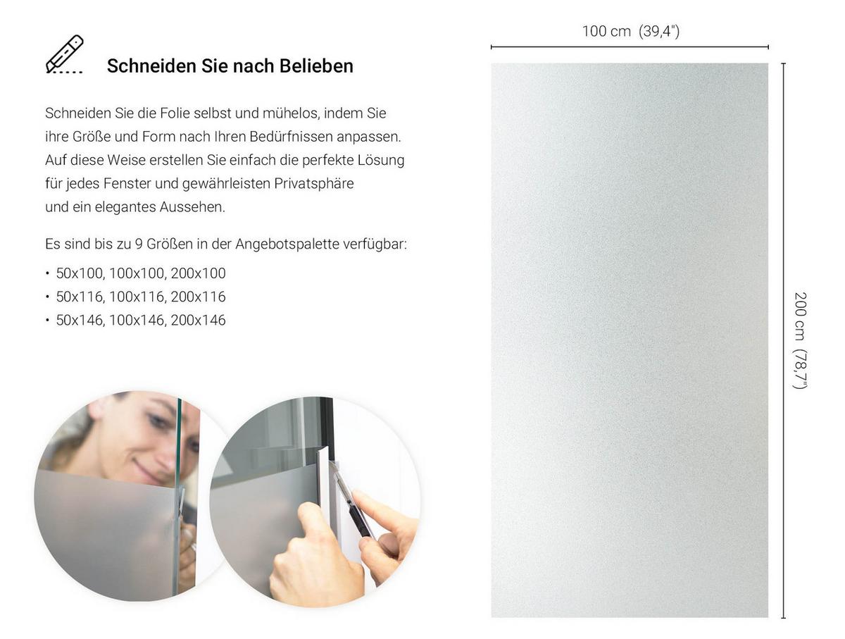 SICHTSCHUTZFOLIE – 200x106 cm - Transparent, Kunststoff (200/100/0.1cm) - TULUP