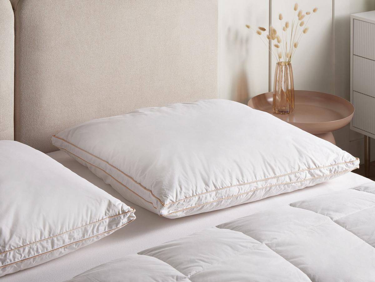 KOPFKISSEN Weiß 80/80 cm Etna - Weiß, Naturmaterialien (80/80cm) - Beliani