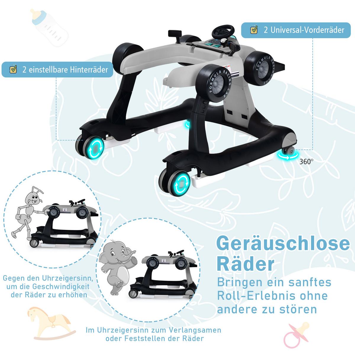 LAUFLERNWAGEN Klappbar Grau - Grau, Kunststoff (76/56/64cm) - COSTWAY