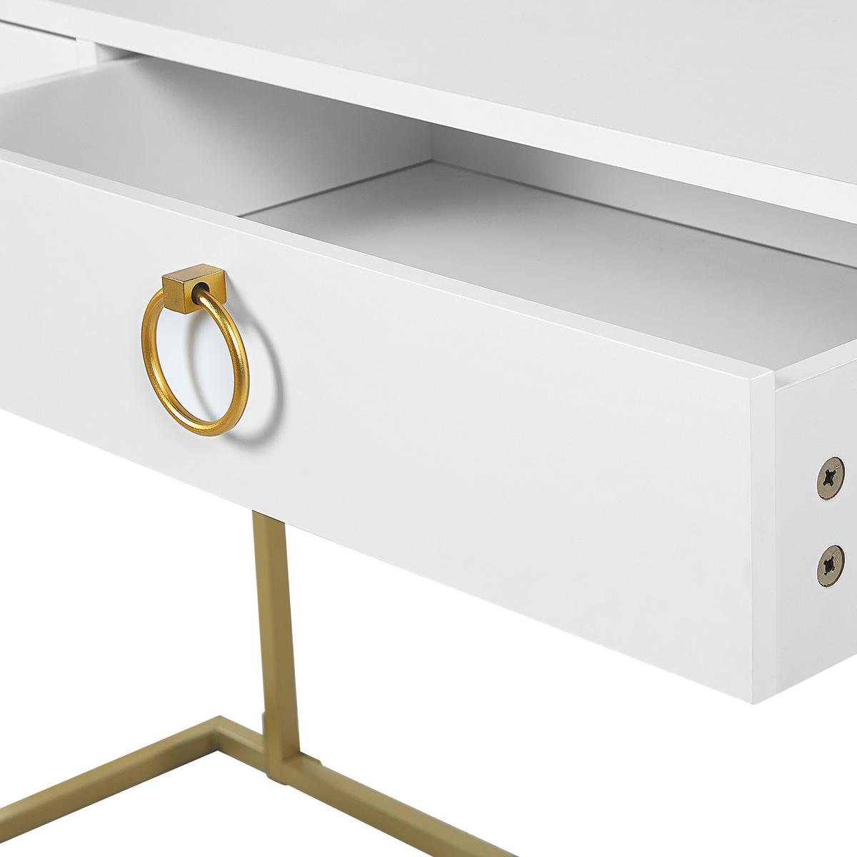 KONSOLENTISCH weiß/gold 2 Schubladen Westport - Goldfarben/Weiß, Metall (50/115/77cm) - Beliani