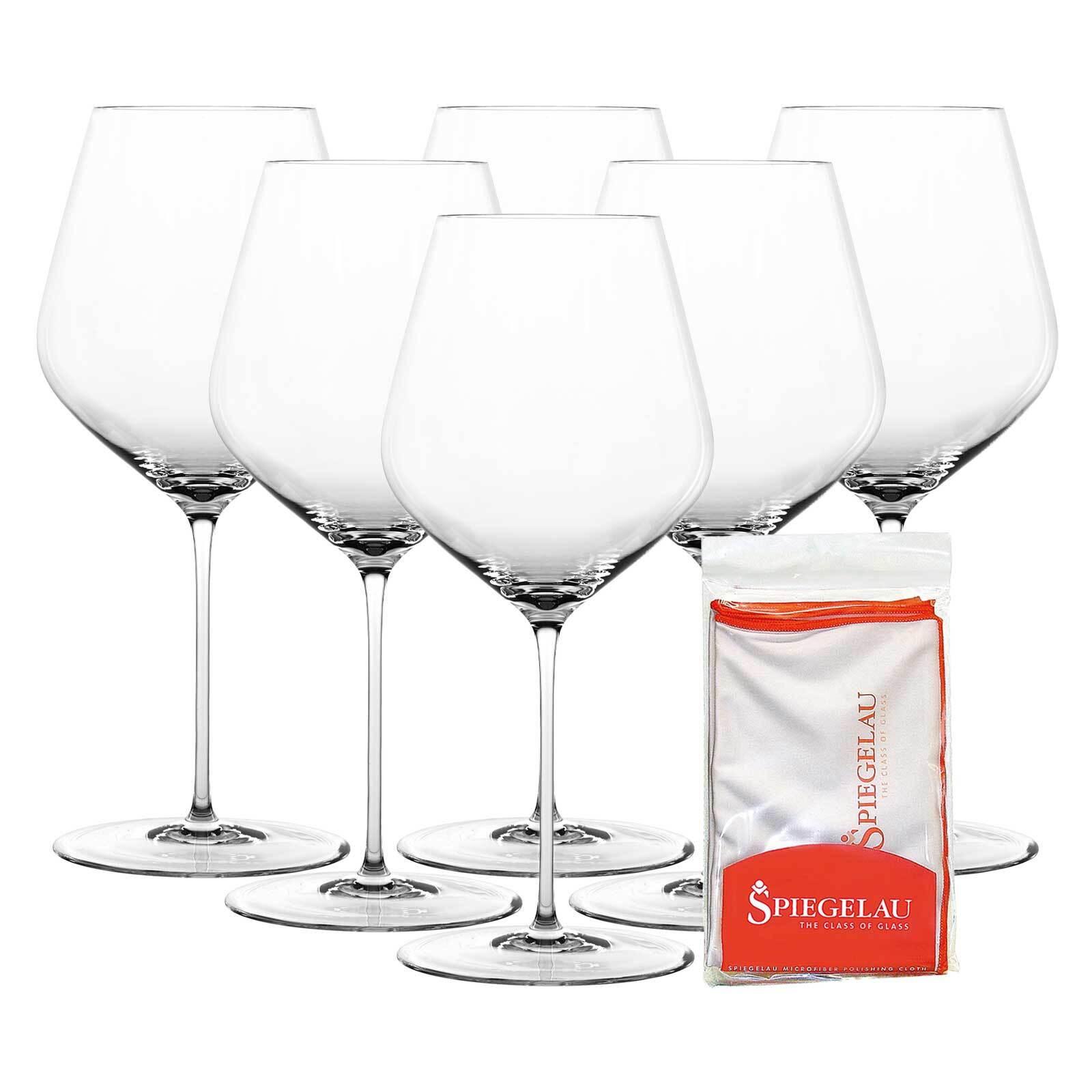 BURGUNDERGLÄSER + POLIERTUCH Hi-Lite transparent 734 ml 6er Set - Transparent, Glas (0.734L) - Spiegelau