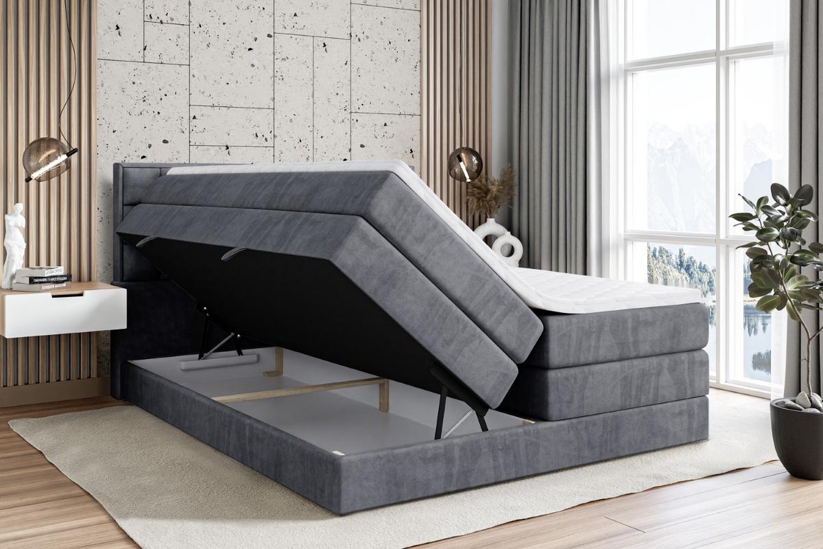 BOXSPRINGBETT ZAFIRA-BZ KING - 180 x 200 - H3/H4 - Dunkelgrau - Dunkelgrau, Holzwerkstoff (180/200cm) - ALTDECOR