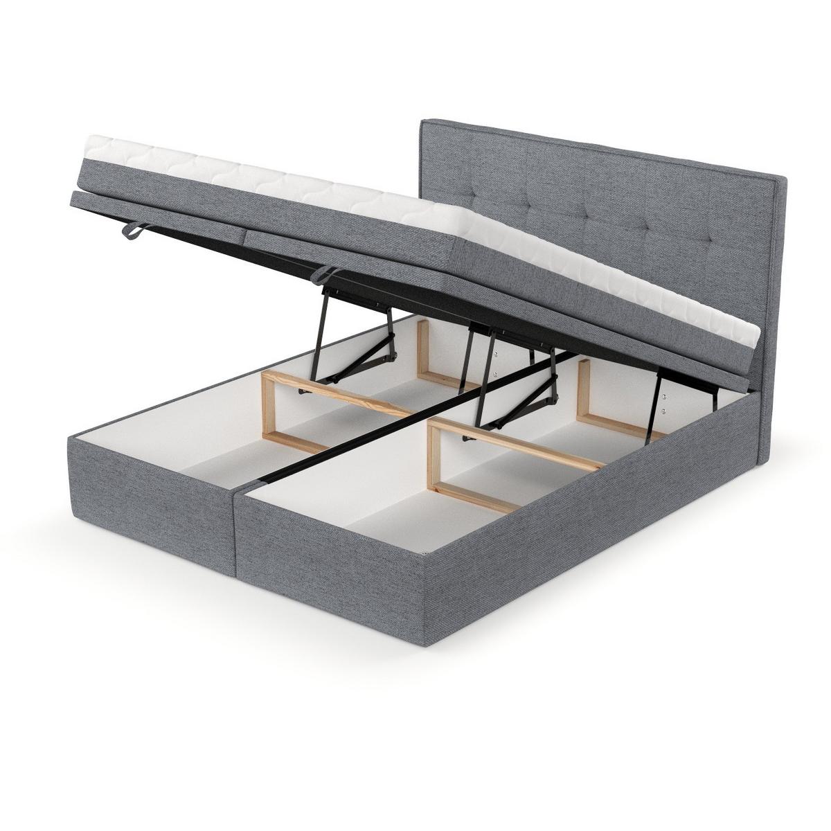 BOXBETT Arivo 160/200 cm Grau im Neve Stoff - Schwarz/Grau, Holz/Holzwerkstoff (160/200cm) - AltaBeds