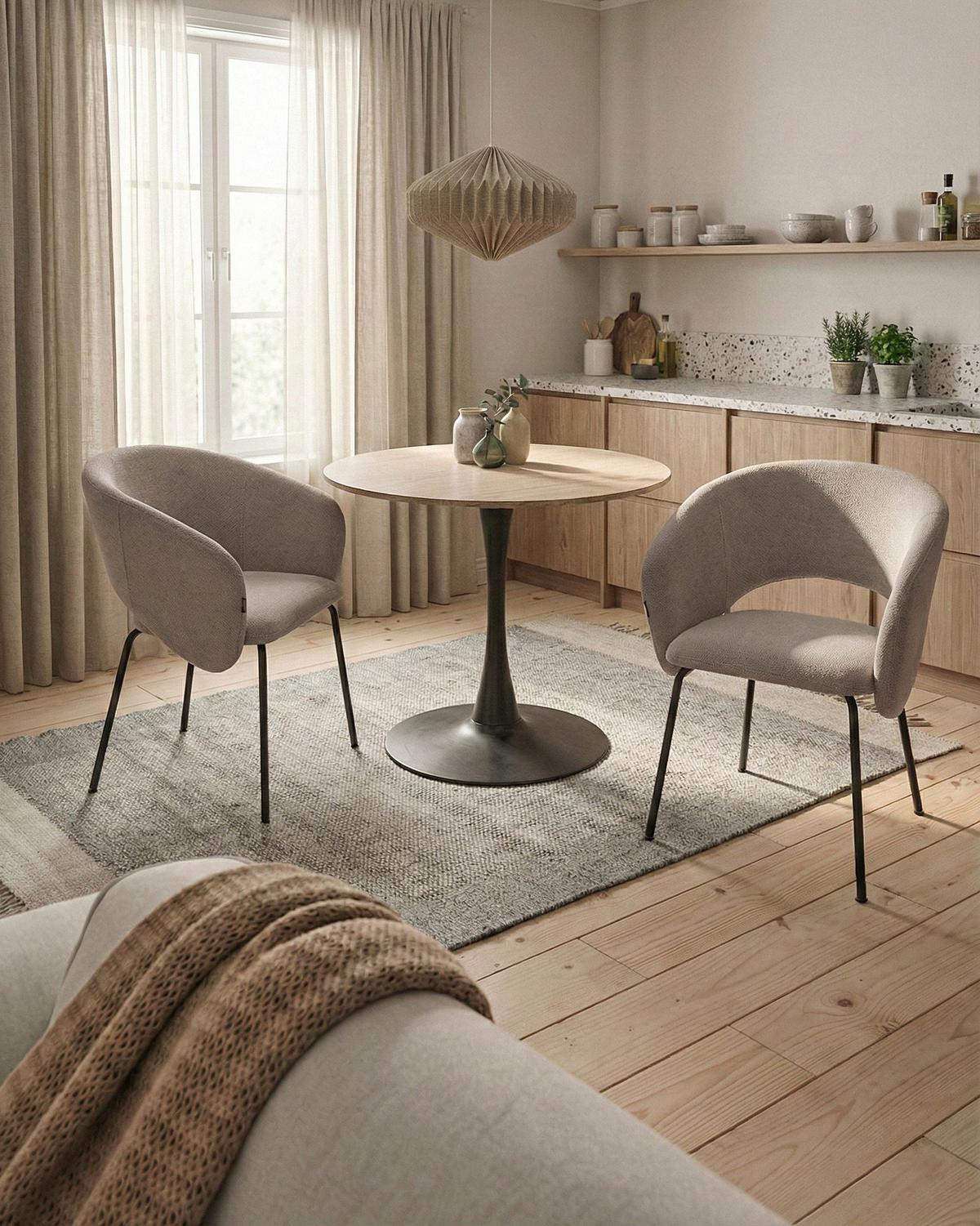 ESSZIMMERSTUHL 2er Set Stoff Taupe Blakely - Taupe, Textil/Metall (60/80/55cm) - Beliani