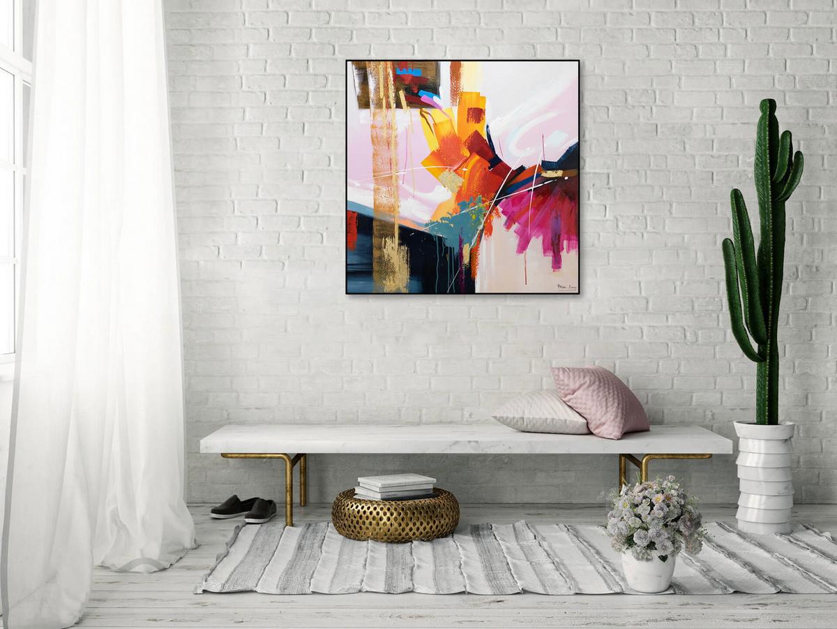 ÖLGEMÄLDE 80/80 cm - Blau/Beige, Holz/Textil (80/80cm) - KUNSTLOFT