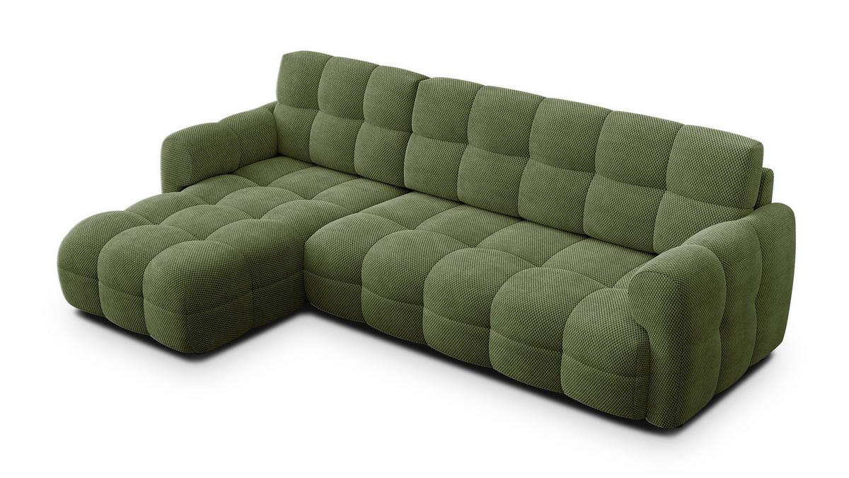ECKSOFA MELLOW 4-Sitzer, olive - Schwarz/Grün, Holz/Textil (262/156cm) - Wozimo