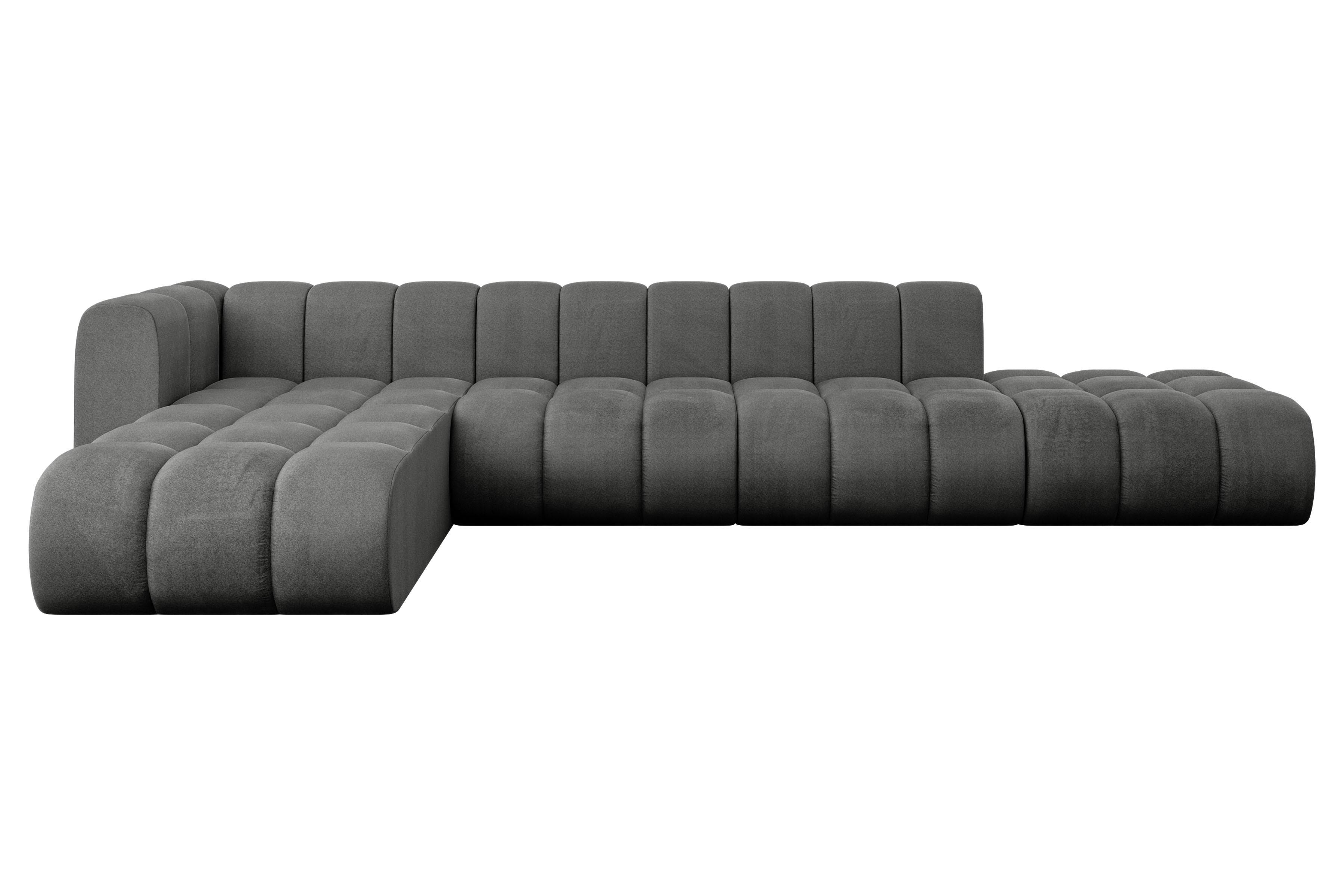 ECKSOFA modulares Sofa Zuvon-L2 - 387x177x70 cm Dunkelgrau - Dunkelgrau, Holzwerkstoff/Textil (387/177cm) - ALTDECOR