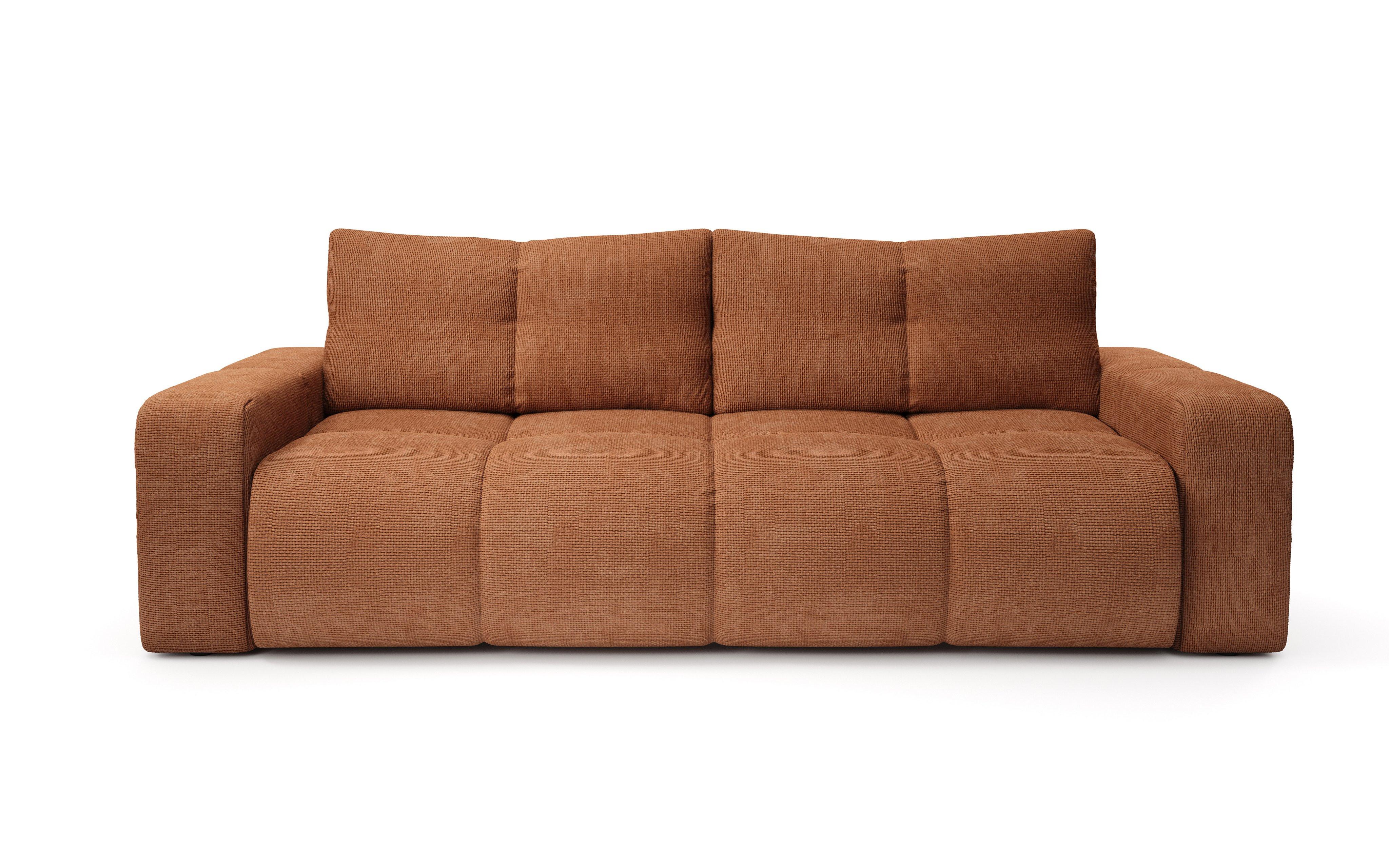 BETTSOFA DUCA Orange Jersey- Stoff mit Schlaffunktion - Orange, Holz (259/90/99cm) - MASSENO